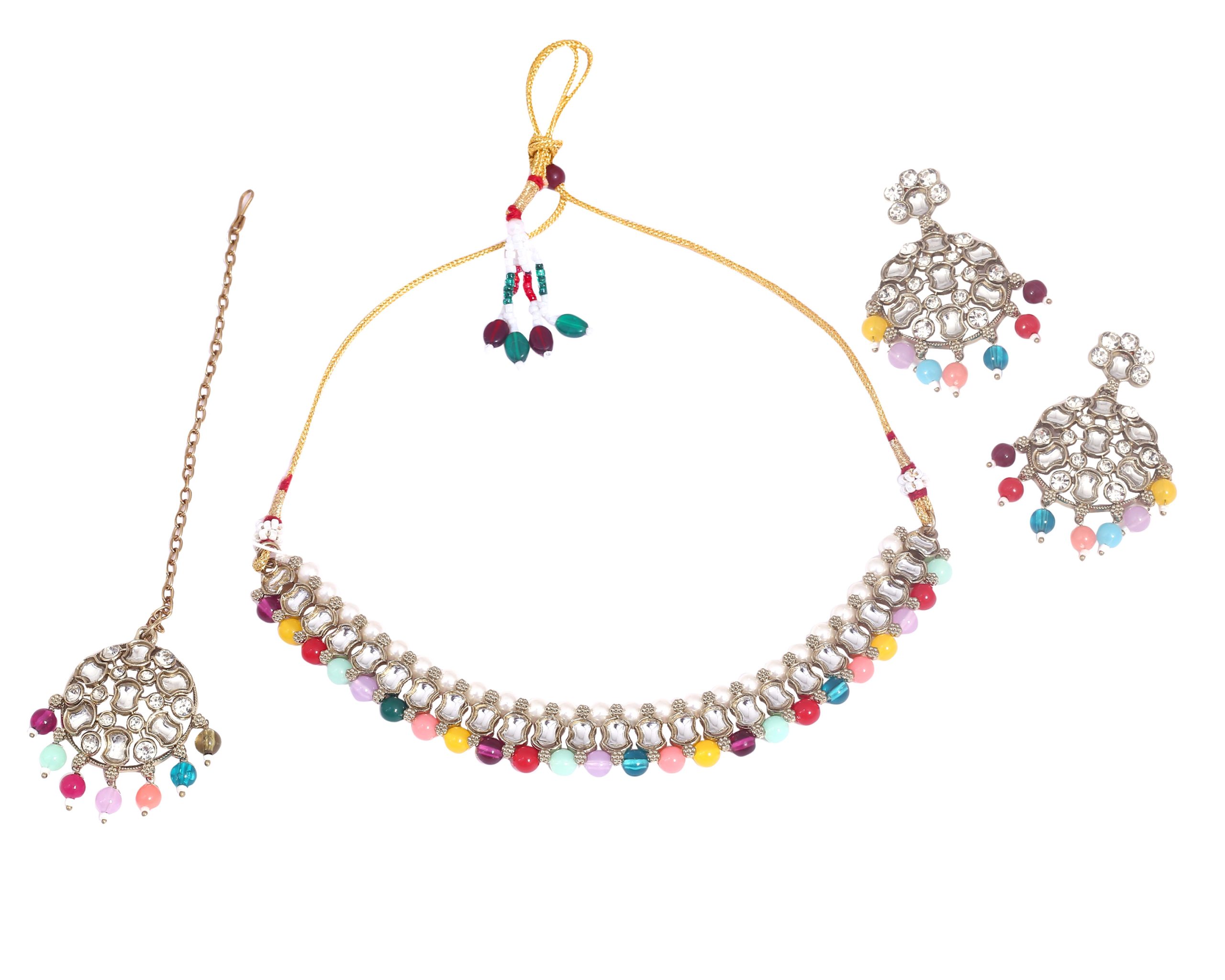 Multicolor Kundan, Tiny Treasure Necklace, Chhoti Sundarta Haar - Image 3