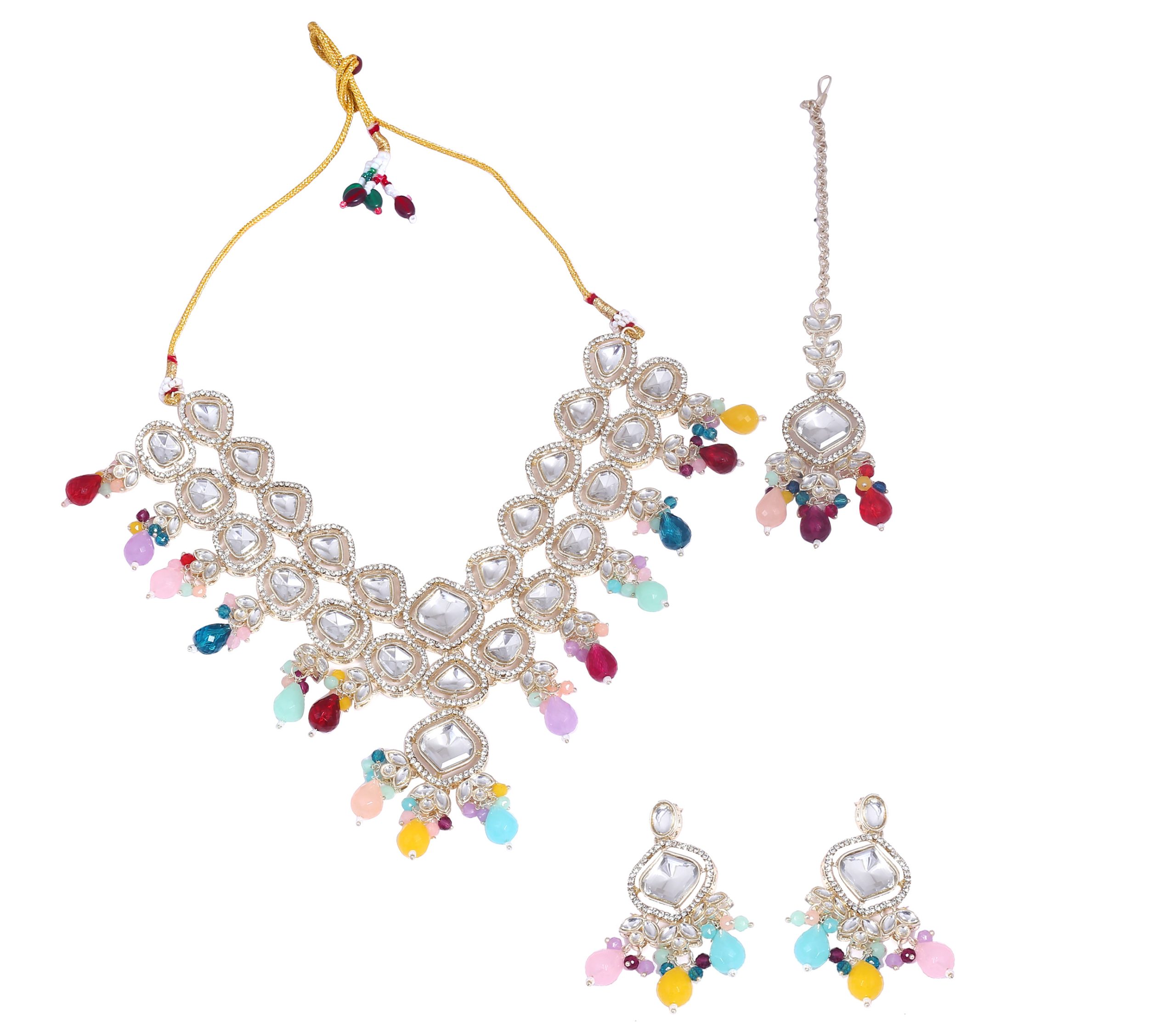 Panihari Multicolor Kundan Necklace Set - Image 3