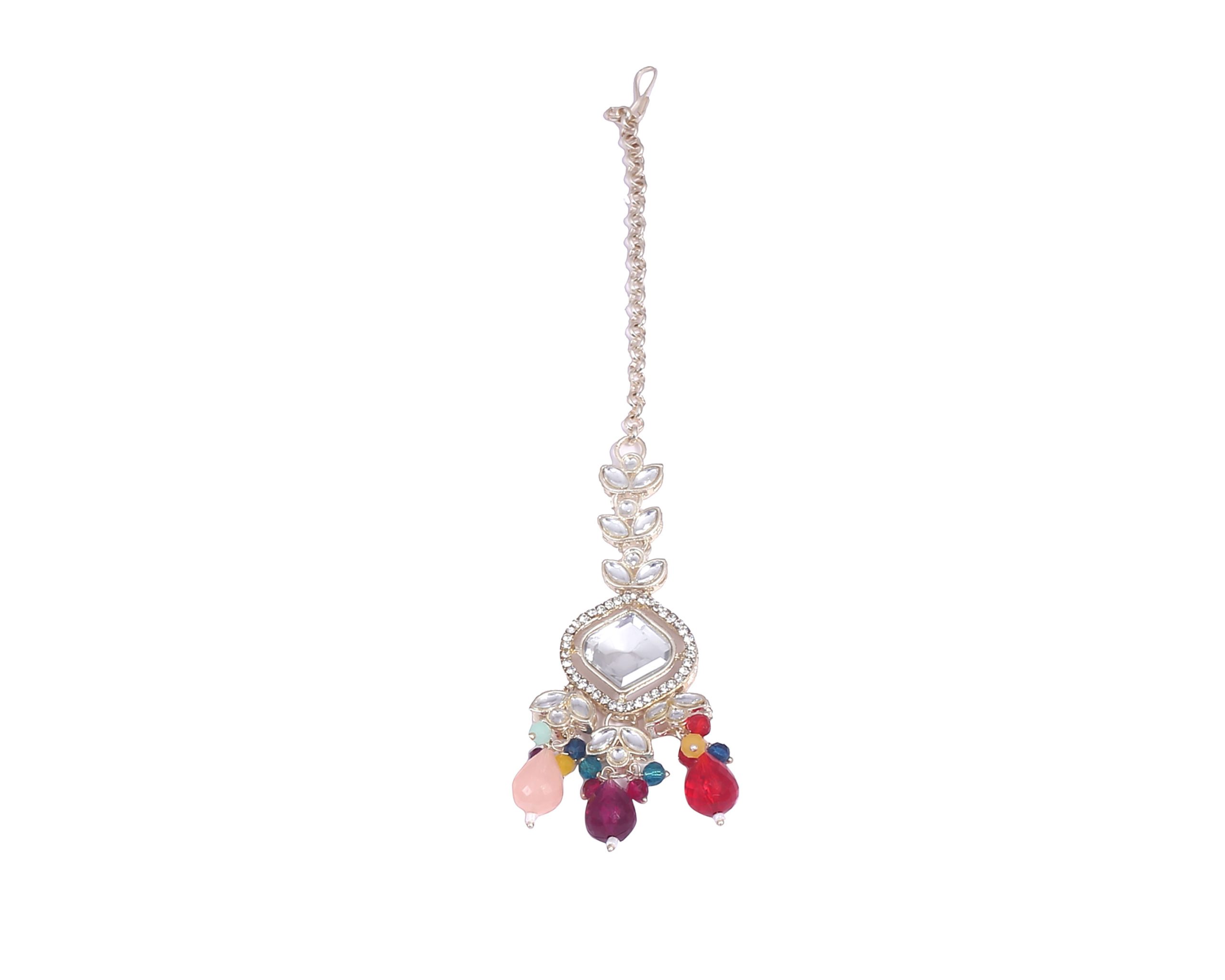 Panihari Multicolor Kundan Necklace Set - Image 5