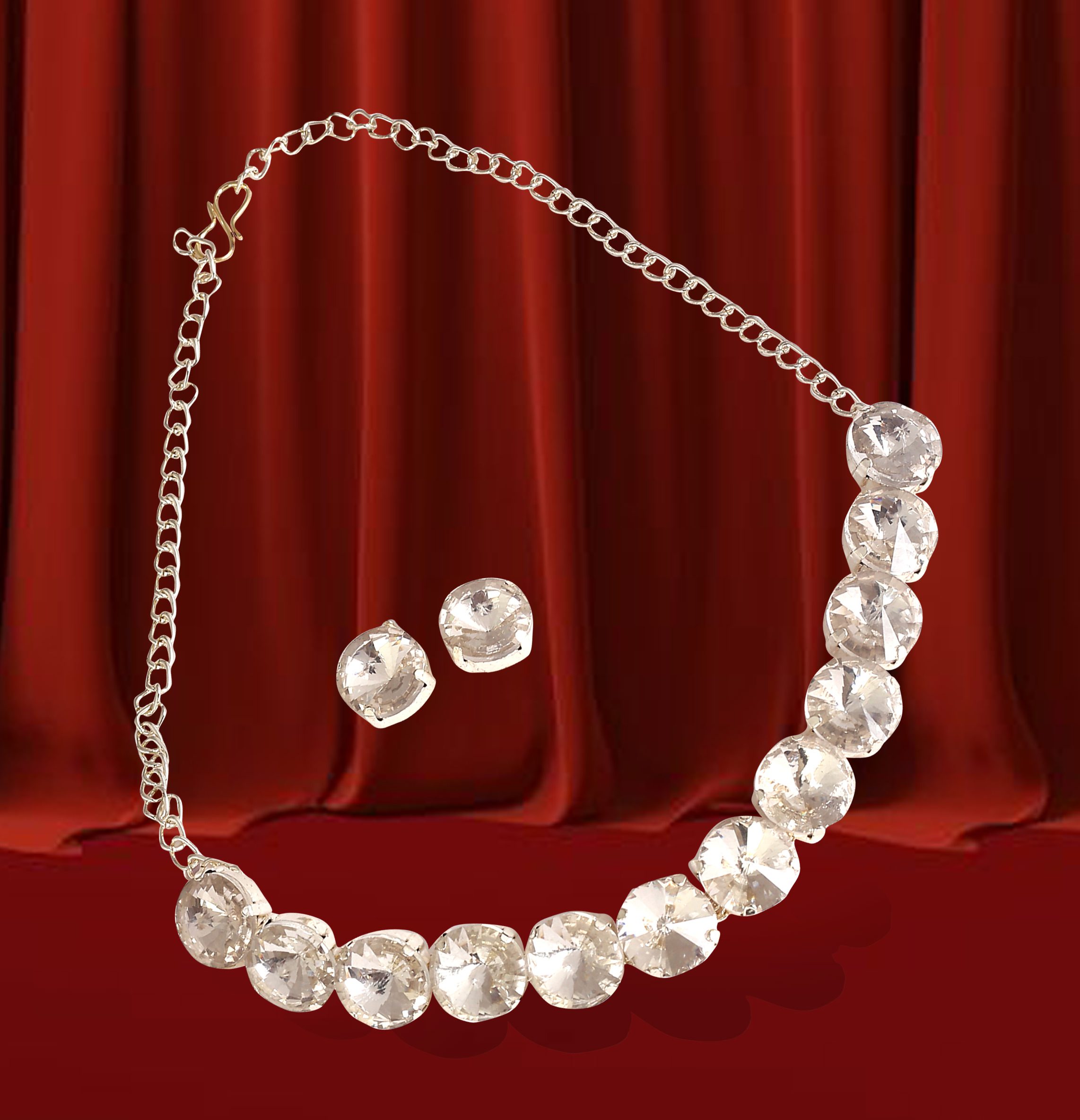 Stonework Necklace with Earrings, Mini Glam Necklace - Image 5