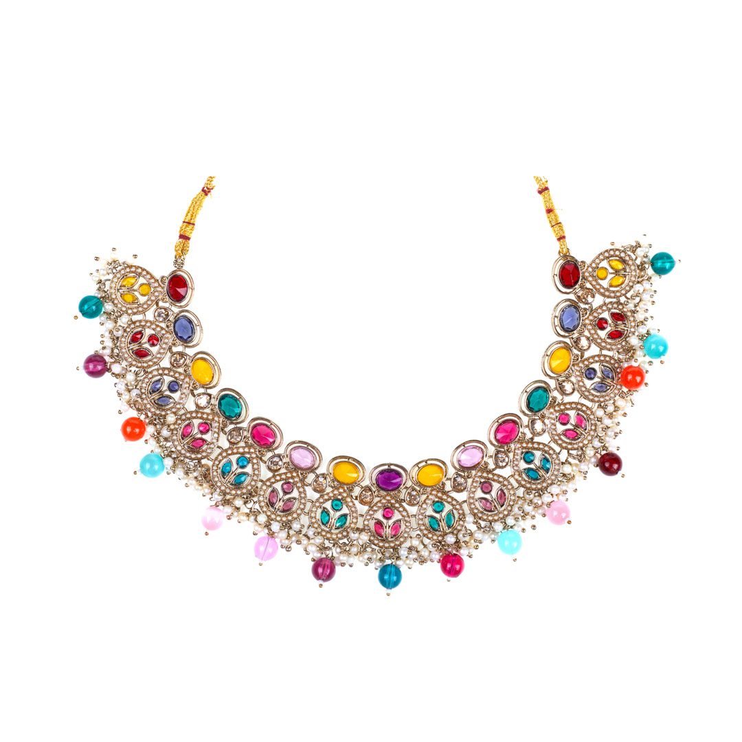 Zara Noor: Multicolor Pearl Majesty Necklace Set - Image 3